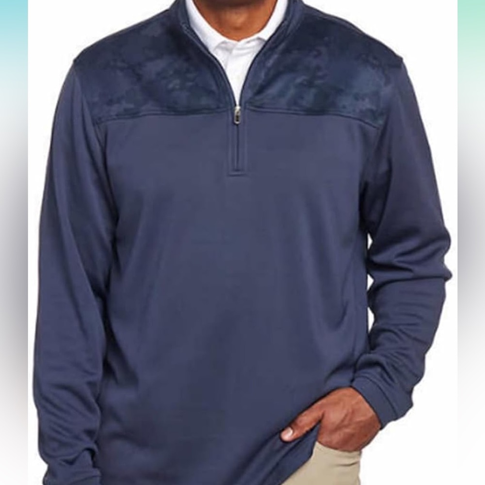 Men's Pebble Beach Golf Long Sleeve 1/4 Zip Pullover with Contrast Trim